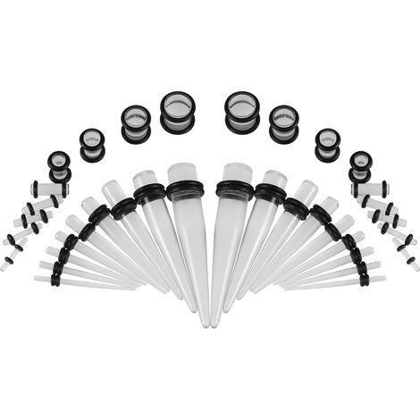 Kit d'extension d'oreille 36 pièces avec anneaux O acryliques transparents luminescents pour stretching (1/3)