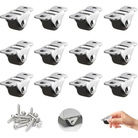 12 Stück kleine Gummirollen, 1,2 cm, Möbelrollen, Transportrollen mit Metallplatte und Schrauben, Mini-Bockrollen für Mini-Möbel, kleine Geräte, Heimwerkerprojekte (1/4)