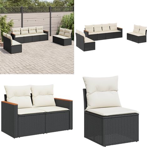 Salon de jardin 8 pcs avec coussins noir résine tressée - Ensemble Salon De Jardin - Mobilier De Jardin - Salon Extérieur - Canapé Jardin - Résine Tressée - Home & Living (1/5)