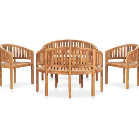 Maison Exclusive - Set Salotto da Giardino 5 pz Design Curvo in Massello di Teak
