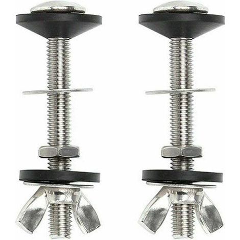 de 2 boulons de réservoir de chasse d'eau en acier inoxydable, fixation universelle pour cuvette de WC facile à installer (1/5)