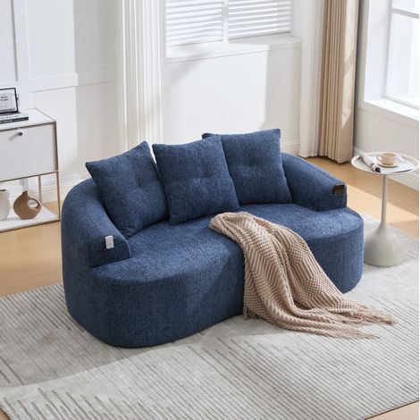 2-Sitzer-Sofa 164x92x60 cm Blau Chenille mit tiefem Sitz und Taschenfederkern (1/5)