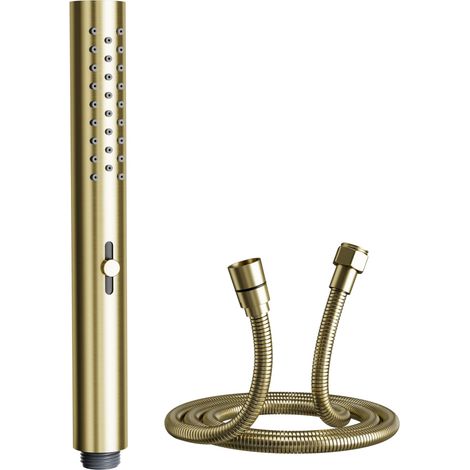Pommeau de douche, or brossé, douchette cylindrique avec 2 jets (1/5)