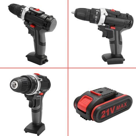 21V Multifunctional Cordless Electric Drill, High Power Lithium Battery, Cordless Rechargeable Hand Drill, Power Tools for Home DIY (1/5)