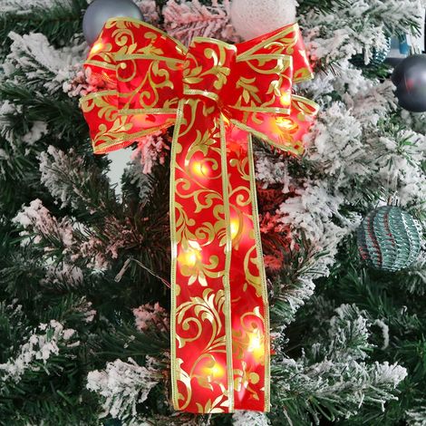 Arc de couronne de LED de Noël, arc de couronne de Noël, arc d'ornement de sommet d'arbre de Noël, décoration de Noël, 32 cm (1/5)