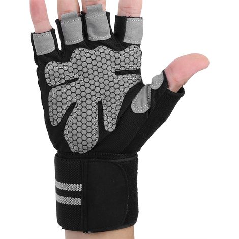 1 Paire Gants demi-doigts, nylon respirant, silicone antidérapant, maintien poignet, cyclisme haltérophilie (1/5)