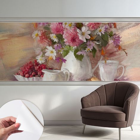 Selbstklebend Tapete - Wandgestaltung - Tapete Wohnzimmer - Flur Eingangsbereich Wiesenblumen 250x104 cm (1/5)