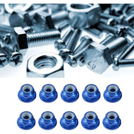 CNC-anodenfarbene Flanschmutter aus Aluminiumlegierung, Anti-Lockerungskappe, Nylonring, Anti-Lockerungs-Selbstsicherungsmutter, 10 Stück M3-Flanschmutter, Aluminiumlegierung, Nylon, Selbstsich (1/4)