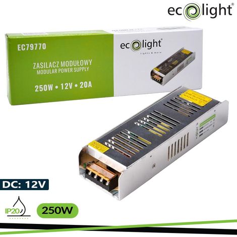 Alimentatore LED 250W 12V 20A IP20 Slim Ecolight EC79770 (1/3)