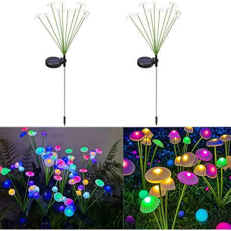 Lot de 2 lampes solaires en forme de méduses à 10 têtes, idéales pour décorer un jardin, une pelouse, un sentier ou un sentier. (1/5)