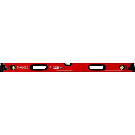 HAUSHALT Wasserwaage 1000 mm mit 3 Libellen und ergonomischer gummierter Griff 640 g rot