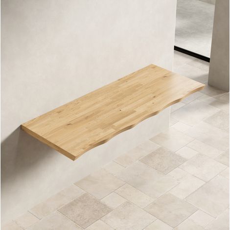Encimera de madera 120x38x3,8 cm natural modular para baño FloraGrace (1/5)