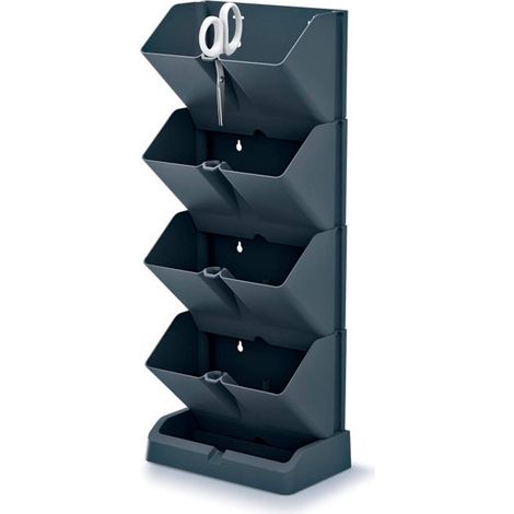 Jardinière verticale Mini Cascade en plastique de couleur anthracite 19,5 (L) x 11,4 (l) x 47,5 (H) cm avec ciseaux de jardinage (1/5)