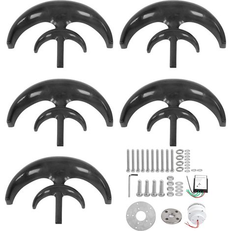 Éolienne 5 pales 800W 24V, générateur industriel noir type lanterne, kit d'énergie renouvelable pour site isolé. (1/5)