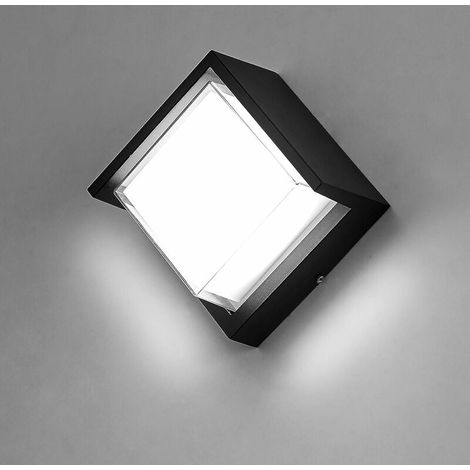 12W Modern LED Outdoor Wall Light Waterproof IP65 / Aluminum + acryl / 6000K Cool White / LED Wall Lamp (Square-Cool White) [Energy Class A +] (1/5)