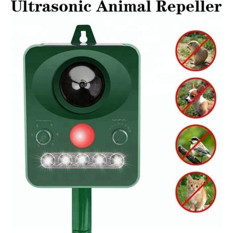 Répulsif Chat Ultrason,Repulsif Chien, Charge Solaire,Chargement USB Prévenir Les Chiens et Les Chats, Les Oiseaux, pour Jardins, Champs, Pépinières, Etanche IP66 (1/4)