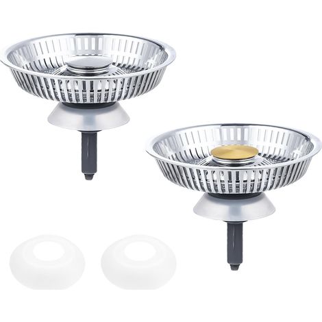 Bonde Evier Cuisine, 2 Pièces Bouchon Evier, Filtre Evier avec Noyau de Ressort, Prévenir Le Colmatage, Grille Evier Cuisine pour Cuisine, Salle de Bain et Balcon (1/5)