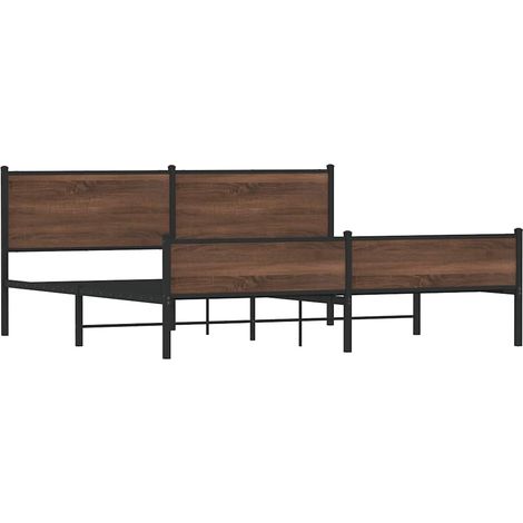 Metallbett ohne Matratze Braun Eichen-Optik 200x200 cm vidaXL (1/5)