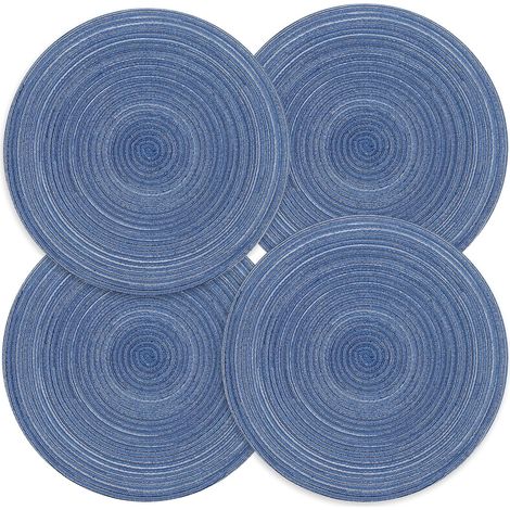 Lot de 4 sets de table ronds tressés, lavables, résistants à la chaleur et antidérapants, pour cuisine ou table à manger.
