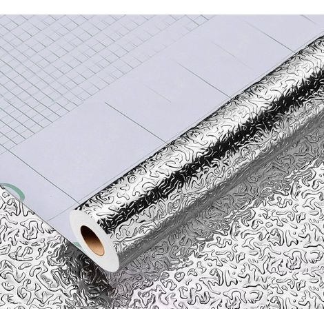 Feuille Aluminium Autocollante 40cm10M Papier Peint Imperméable Résistant à l’Huile Crédence Adhésive Décoratifs Aluminium pour Cuisine Armoire carrelage (1/5)