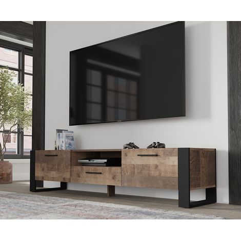 Mobile porta TV soggiorno cm 200x43x48h NUKA Grange Rovere scuro