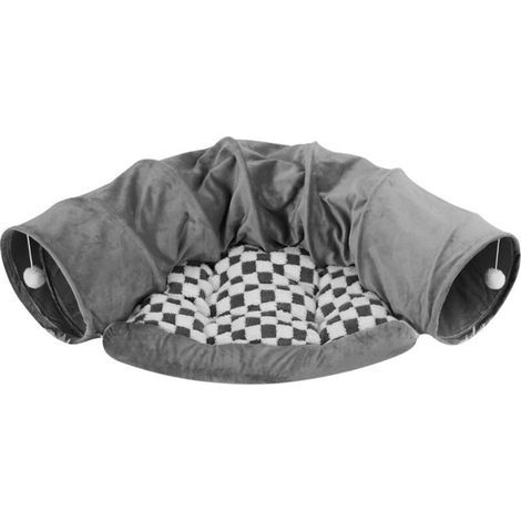 Tunnel pliable pour lapins, jouet avec coussin amovible, niche et cachette pour chats, chatons, lapins, cochons d'Inde et chatons (gris) (1/4)