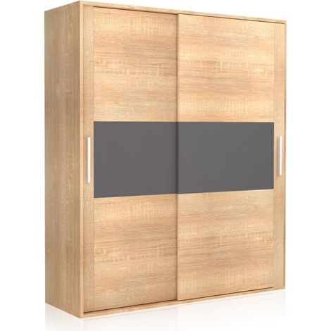 Armario 2 puertas correderas Uniq 180 Cambria - Grafito (ancho) x 207,6cm (alto) (1/5)