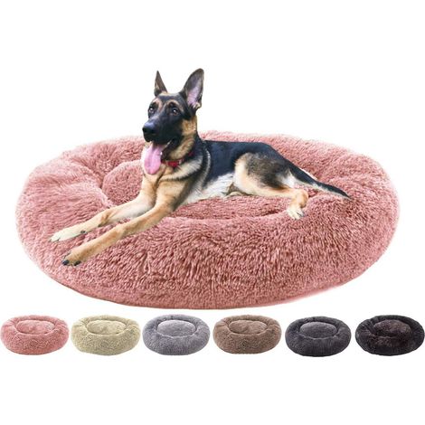 Rundes Plüsch Hundebett mit erhöhtem Rand, waschbar, Anti-Rutsch, Rosa Ø 70cm