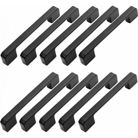 10 Möbelgriffe, 128 mm Lochabstand – Schwarze Küchentürgriffe, Stangengriffe, Schwarze Küchengriffe, 128 mm