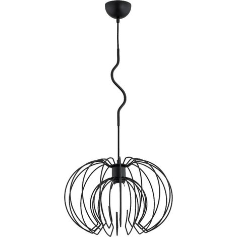 Alfa KIWI Black Metal Pendant Light 60602  1x E27 Socket, Dimmable Ceiling Hanging Lamp for Kitchen/Dining/Living Room, 90cm Drop, 36cm Shade, IP20 Indoor (1/3)