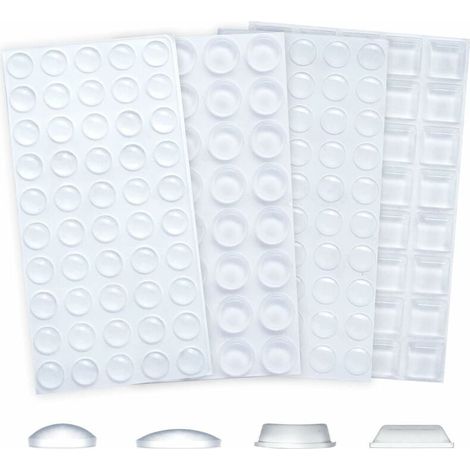 Pieds En Caoutchouc Autocollants - Tampons Amortisseurs Silicone Transparent Pour Meubles Portes Tiroirs Armoires Cuisine Salle De Bain Bureau - 172 Pièces (1/5)