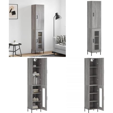 Buffet haut Sonoma gris 34,5x34x180 cm Bois d'ingénierie - Buffet Design Moderne - Meuble Rangement - Armoire Cuisine - Mobilier Salon - Commode - Home & Living (1/5)
