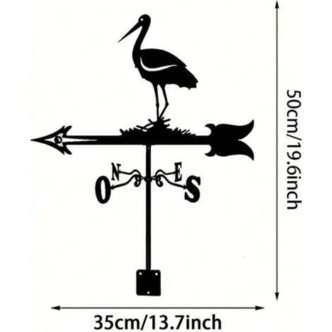 Girouette décorative en forme de grue, installée sur le toit, utilisée comme girouette extérieure pour le jardin (1/4)