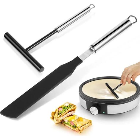Set aus zwei Spateln und Crêpe-Verteilern aus Edelstahl für Crêpe-Teig, Küchenaccessoire für Pfannkuchen - Crezuo