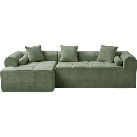Grünes Ecksofa aus Chenille MODENUIT 263 cm (1/5)