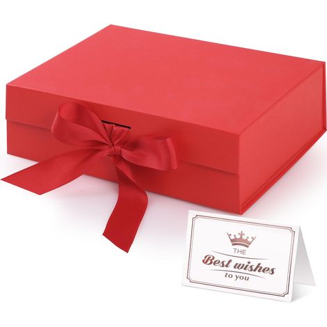 Boîte Cadeau avec Couvercle Magnétique et Ruban, 23x17x7 cm, Coffrets cadeaux pliables pour Mariages, anniversaires, Saint-Valentin, Noël (1/4)