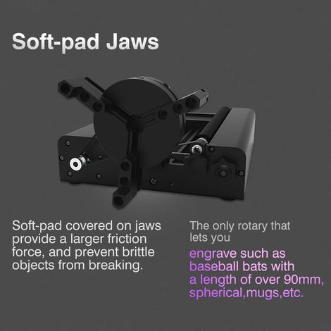 Accessoire de gravure laser multifonctionnel à rouleau rotatif 4 en 1 pour axe Y : gravure sur colonne, cylindre, bouteille, canette, anneau. Compatible avec les graveurs C18 PRO, C24 PRO, E6 PRO, E18 (1/5)