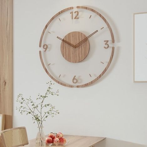 Horloge murale vintage en bois – Horloge ronde à suspendre – Fonctionne à piles – Convient pour le salon et la chambre – 35 cm – Bois – Marron (1/5)