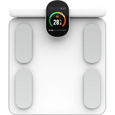 (Blanc) Balance connectée Smart Body Scale, balance numérique à 8 électrodes, peut mesurer le poids, la graisse corporelle, l'IMC et la composition corporelle. (1/5)