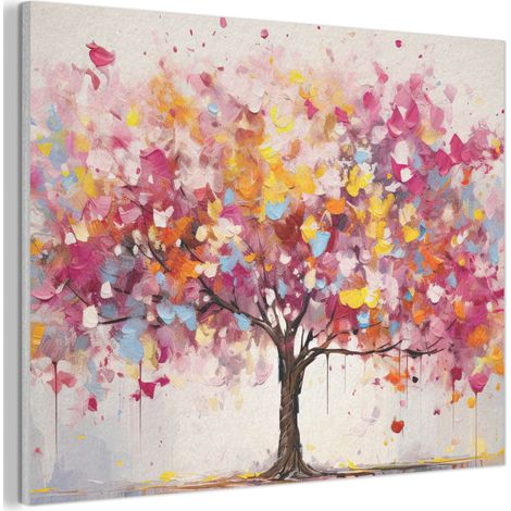 TABLEAU ACOUSTIQUE Aquarelle - Arbre - Art - Abstrait Décoration Murale Feutre 100x70 cm (1/5)