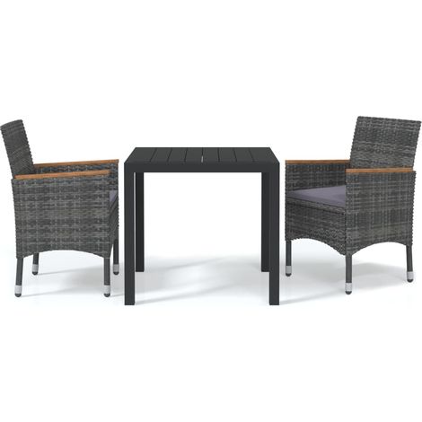 Ensemble à manger de jardin coussins 3 pcs，Salon de jardin Résine tressée Gris CFW11784 (1/5)