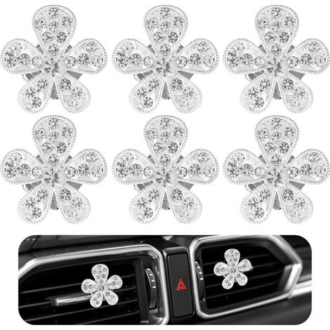 2.9cm Set of 6 Daisy-Shaped Car Air Freshener Clips - Women's Interior Accessory - Bling Daisy - Car Air Vent Clips - Women's Interior Decoration (1/5)
