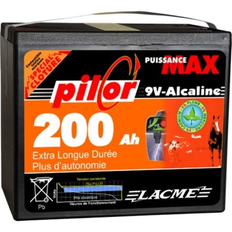 Pile alcaline pilor 9V/200 Ah pour clôture électrique - LACME - 623350
