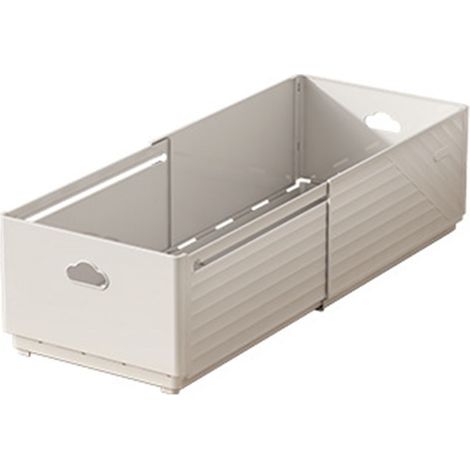 Boîte de Rangement Extensible Blanc Plastique Organisateur de Tiroir Empilable Rectangulaire pour Cuisine Bureau (1/5)