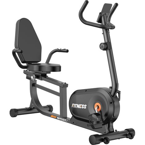 Bicicleta estática reclinada magnética - 16 niveles de resistencia magnética - Pantalla LCD - Con pulsómetro - Pedales antideslizantes - Sillín ajustable - Carga 180 kg - Volante de inercia de 3 kg (1/5)