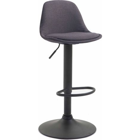 Tabouret de bar x1 moderne et confortable assise en tissu gris foncé pieds en métal noir 100006076
