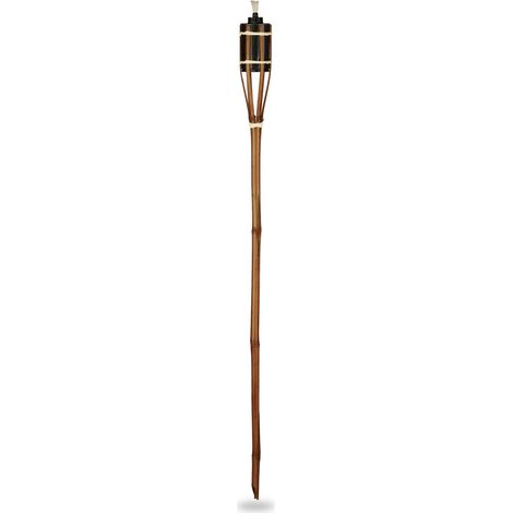 Lot de 10 torches de jardin décoratives en bambou ambiance romantique 120 cm en bambou marron (1/5)