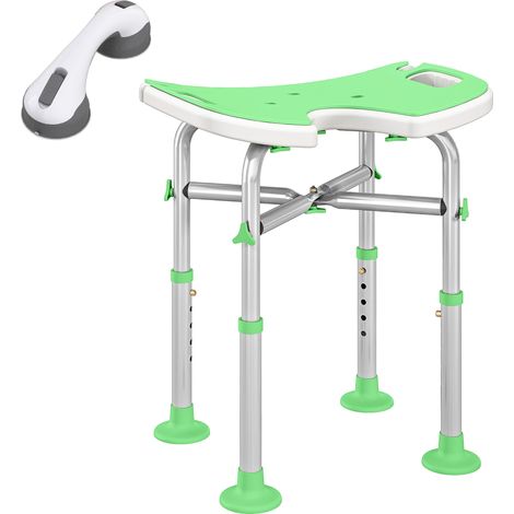 Tabouret Douche Aluminium Réglable 39-51,5 cm, Ventouse, 150 kg (1/5)