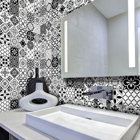 Sticker Mural Carrelage adhésif Cuisine Salle de Bain - 30 STICKERS CARRELAGES AZULEJOS SEBASTIAN - 30stickers10x10cm (1/5)