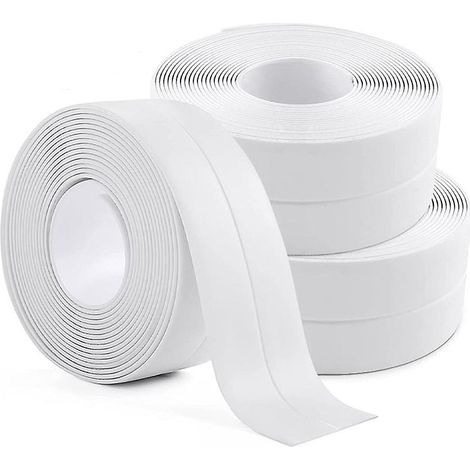 3 Rouleaux (blanche) Bande D'tanchit Impermable,joint Salle De Bain,pvc Ruban De Calfeutrage Autocollant Pour Cuisine,toilettes Wc,baignoire (1/4)